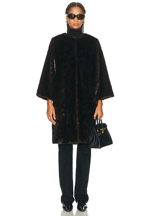 Loulou de Saison Faux Moore Coat in Grizzly - Chocolate. Size 38 (also in 36, 40).