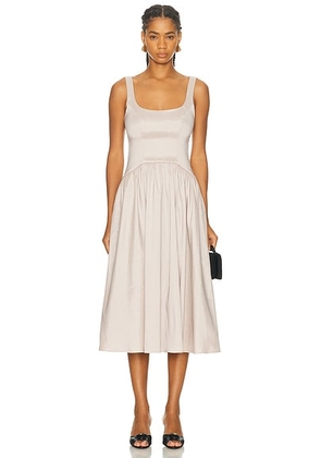 L'Academie by Marianna Maricel Midi Dress in Taupe - Taupe. Size M (also in L, S, XL, XS, XXS).