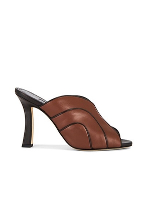 Manolo Blahnik Nikanor 105 Mule in Medium Brown & Dark Brown - Brown. Size 37.5 (also in 36.5, 38.5, 39, 41).