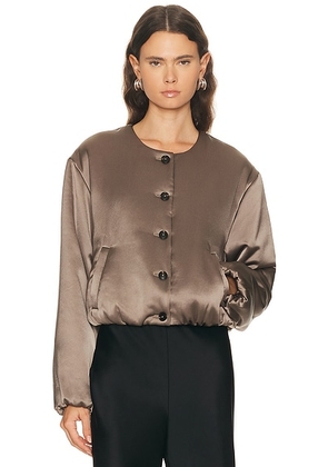 LESET Barb Bomber Jacket in Taupe - Taupe. Size S (also in XS, M, L).