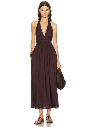 Matteau Plunge Halter Dress in Aubergine - Purple. Size 2 (also in 3, 4).