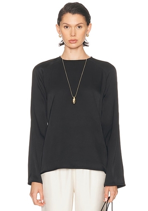 Loulou de Saison Aiza Long Sleeve Blouse in Black - Black. Size 36 (also in 34, 40).