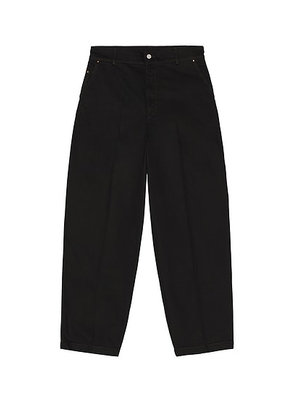 Lemaire Heavy Black Denim Maxi Barrel Workwear Pants in Black - Black. Size 50 (also in 48).