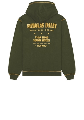 Nicholas Daley Roots Rock Reggae Klub Hoodie in Olive - Olive. Size M (also in L, XL/1X).
