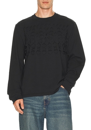 Our Legacy Tour Long Sleeve Sweatshirt in Cut Fairisle Ink - Black. Size 50 (also in 46, 52).