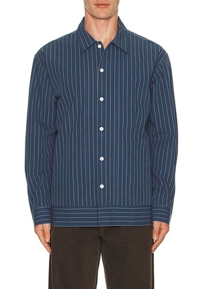 NN07 Reed Stripe Overshirt Shacket in Blue Stripe - Blue. Size M (also in S).
