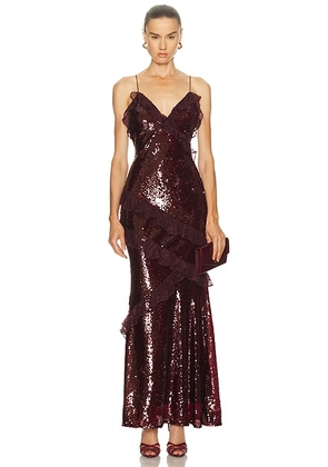 LoveShackFancy Rialto Dress in Bordeaux - Burgundy. Size 10 (also in 2, 8).