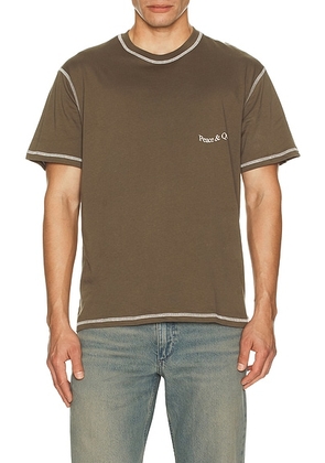 Museum of Peace and Quiet Wordmark Reverse Stitched T-Shirt in Brown - Brown. Size M (also in L, S, XS).