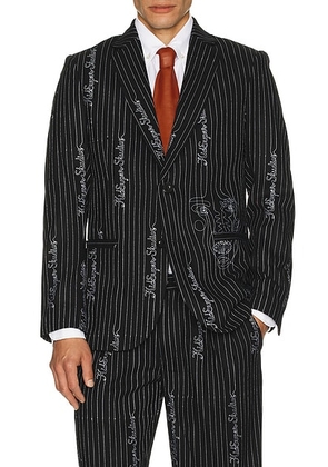 KidSuper Embroidered Ks Pinstripe Suit Top in Black - Black. Size XL/1X (also in L).