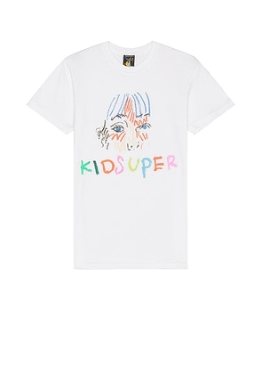 KidSuper Drawing Logo Tee in White - White. Size M (also in S, L, XL/1X).
