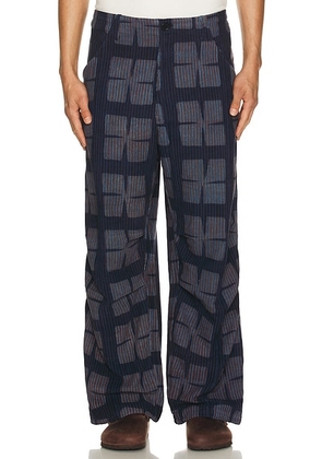 Kardo Drawstring Snow Pant in Abeer Block Print - Blue. Size M (also in L, XL/1X).