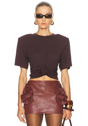 Magda Butrym Knot Front T-Shirt in Brown - Brown. Size 40 (also in ).
