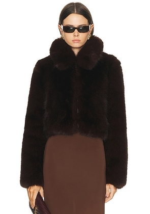 L'Academie by Marianna Savoie Faux Fur Jacket in Dark Brown - Brown. Size M (also in S, XS, L, XL).