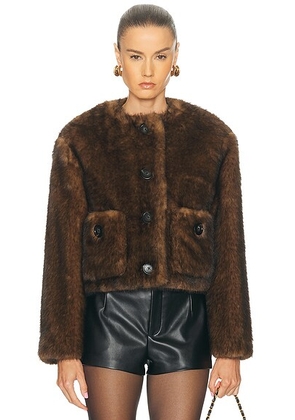 Marc Jacobs Teddy Cropped Jacket in Ebony - Brown. Size M (also in S, L).