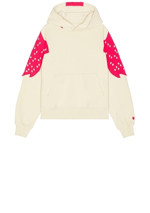 Kiko Kostadinov Perforated Fleece Hoodie in Natural - Cream. Size M (also in L, S, XL/1X).