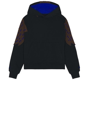 Kiko Kostadinov Perforated Fleece Hoodie in Black Rinse - Black. Size M (also in L, S, XL/1X).