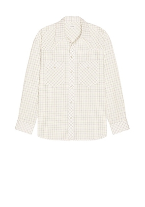 Lemaire Textured Cotton Check Western Check Shirt in Off White & Multicolor - White. Size 50 (also in 48, 52).