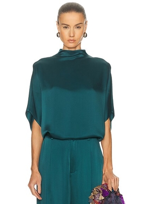 Lapointe Satin Cape Tee in Dark Teal - Teal. Size M (also in S, L).