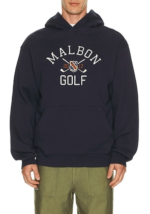 Malbon Golf Fesque Crest Hoodie in Navy - Navy. Size L (also in S).