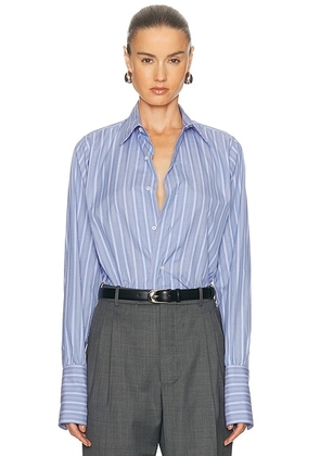 Maison Margiela Long-Sleeved Shirt in Blue Stripe - Blue. Size 40 (also in 36, 42).