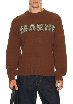 Marni Round Neck Sweater in Maroon - Burnt Orange. Size 48 (also in 46, 50, 52).