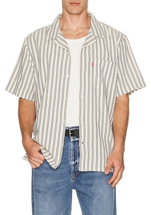 LEVI'S Sunset Standard Camp Shirt in Edison Stripe Navy - White. Size M (also in S, XL/1X).