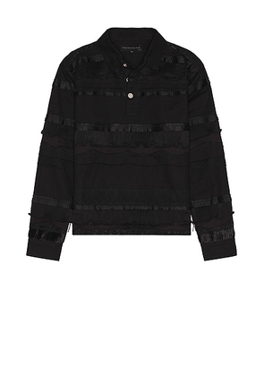 Who Decides War by Ev Bravado Wavelength Rugby Shirt in Coal - Black. Size S (also in ).