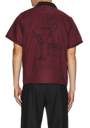 Midnight Rodeo Bowler Shirt in Cherry - Burgundy. Size L (also in XL/1X).