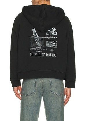 Midnight Rodeo Auto Full Zip Hoodie in Distressed Black - Black. Size M (also in S, L, XL/1X).