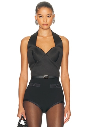 Marc Jacobs Sculpted Satin Halter Top in Black - Black. Size 2 (also in 0, 4, 6, 8).
