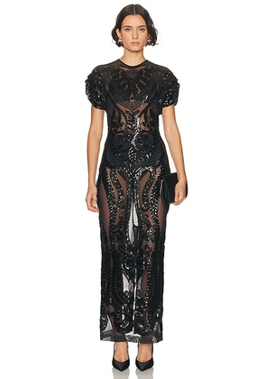 Norma Kamali Cap Sleeve Long Dress in Black - Black. Size L (also in XS, S).