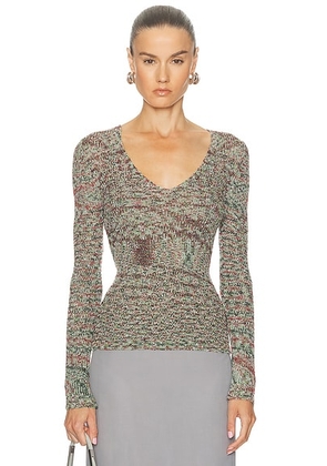 Missoni Deep V Neck Sweater in Red & Green Tones - Sage. Size 42 (also in 40).