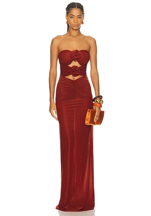 MARIANNA SENCHINA Wild Orchid Dress in Maroon - Red. Size M (also in S, L).