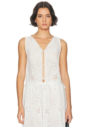 Matteau Broderie Tie Top in White - White. Size 2 (also in 1, 3).