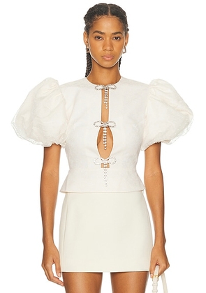 MARIANNA SENCHINA Meringue Top in Ivory Floral Print - Ivory. Size M (also in XS, S, L).