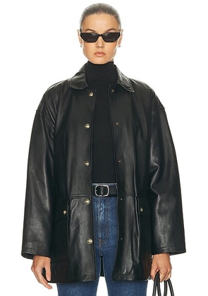 NILI LOTAN Cordel Leather Coat in Black - Black. Size S (also in XS, M).