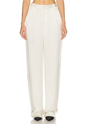 Lapointe Satin Relaxed Pleated Pant in Cream - Cream. Size 4 (also in 0, 2, 6).