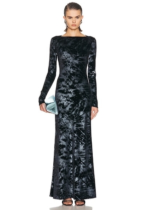 Lapointe Foil Velour Boatneck Gown in Midnight - Black. Size L (also in M).