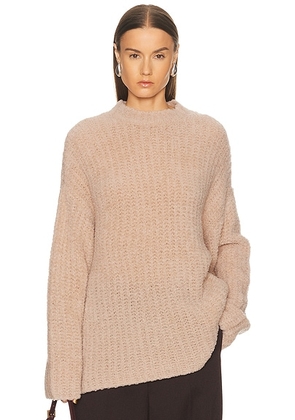 Lapointe Plush Boucle Oversized Crewneck Sweater in Champagne - Neutral. Size XS-S (also in M-L).