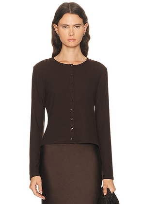 LESET Lauren Classic Cardigan in Chocolate - Chocolate. Size M (also in XS, S, L).