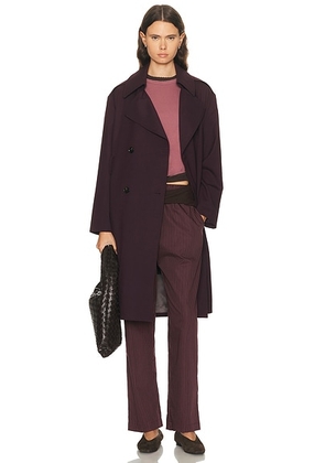 LESET Jane Double Breasted Trench Coat in Bordeaux - Purple. Size M (also in XS, S).