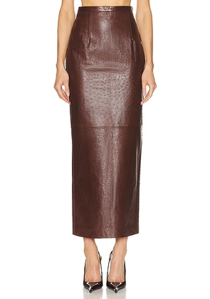 The New Arrivals by Ilkyaz Ozel Raja Leather Skirt in Ambre Persan - Brown. Size 34 (also in 36, 40).