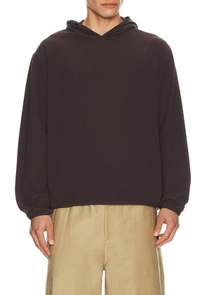 Le17Septembre Waffle Knit Pullover Hoodie in Brown - Brown. Size 50 (also in 46).