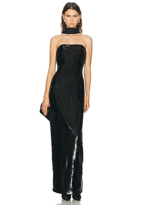 L'Academie by Marianna Veleda Sequin Gown in Black - Black. Size XL (also in M, S, XS, XXS).