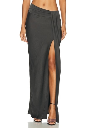 Lapointe Lightweight Satin Asymmetric Skirt in Dark Green - Dark Green. Size 8 (also in 6).