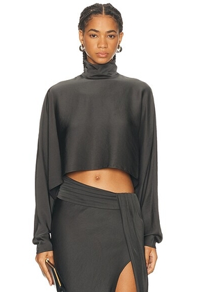 Lapointe Lightweight Satin Caftan Top in Dark Green - Dark Green. Size M (also in L).