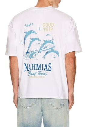 Nahmias Boat Tours Boxy T-Shirt in White - White. Size M (also in L, S, XL/1X, XXL/2X).