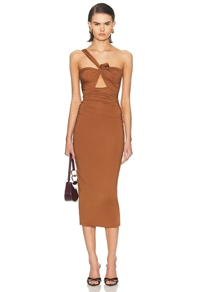 Maygel Coronel Arcano Dress in Cocoa Brown - Tan. Size S/M (also in XXS/XS, M/L).