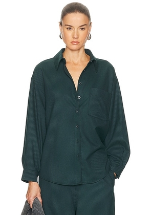 American Vintage Ugyno Shirt in Rayures Lierre - Dark Green. Size M (also in S, L).