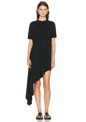 Loulou de Saison Igari Asymmetric Pleated Dress in Black - Black. Size L (also in S, XS).